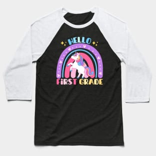 First Day of School Hello 1st Grade Unicorn Back to School Baseball T-Shirt